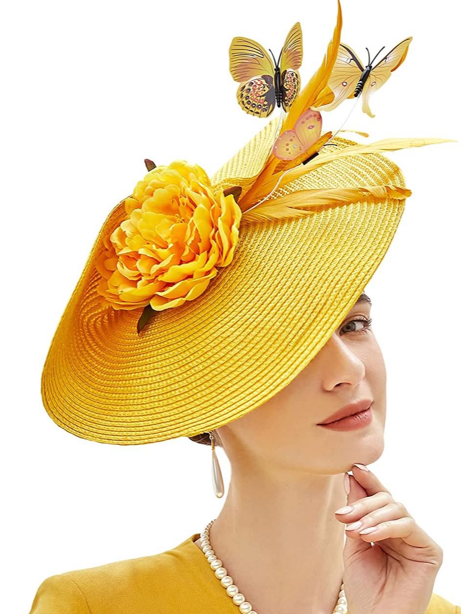 Elegant Butterfly Flowers Exaggerated Tea Party Kentucky Derby Hat Fascinator