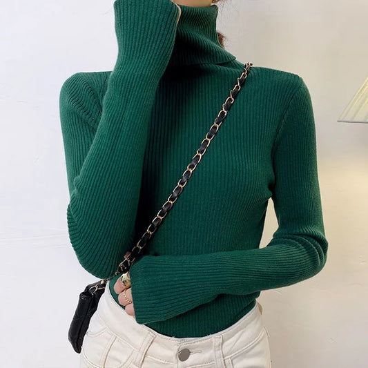 Thermal Striped Long Sleeve Turtleneck