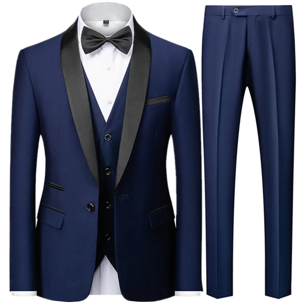 Casual Wedding Blazers Coat Vest Pants 3 Pieces Set