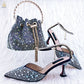 Italian Design Luxury Women's Pointed Shoes And Bag Set Full Diamond Decoration