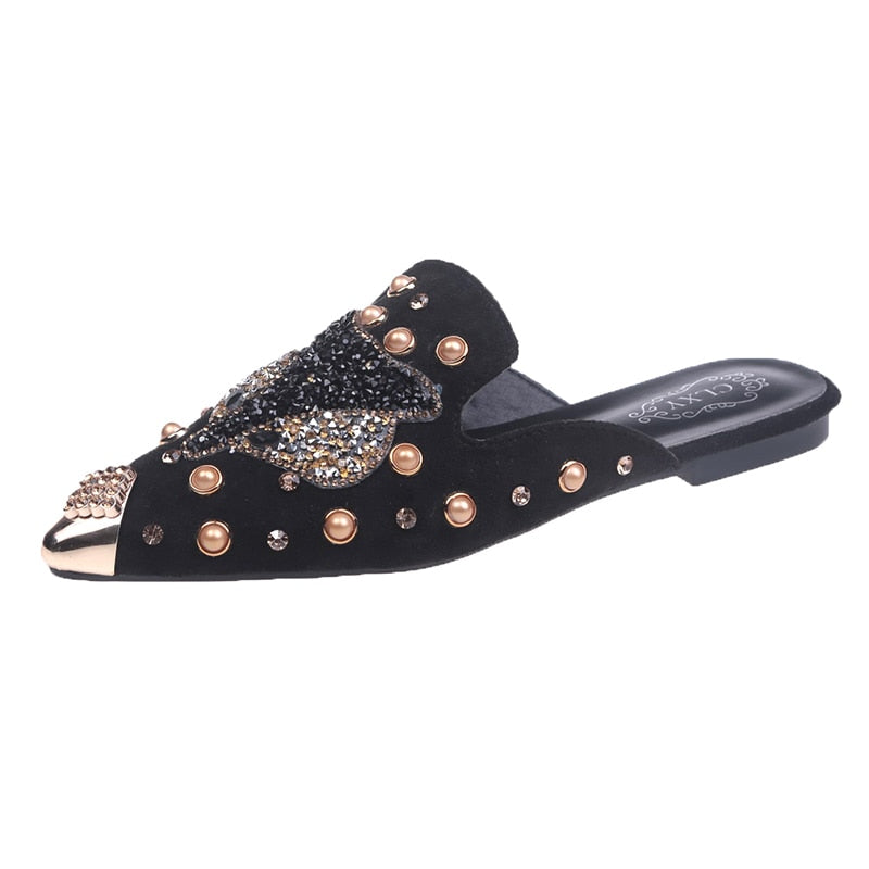 Rivet Flat Women Slip-On Mules Sandals