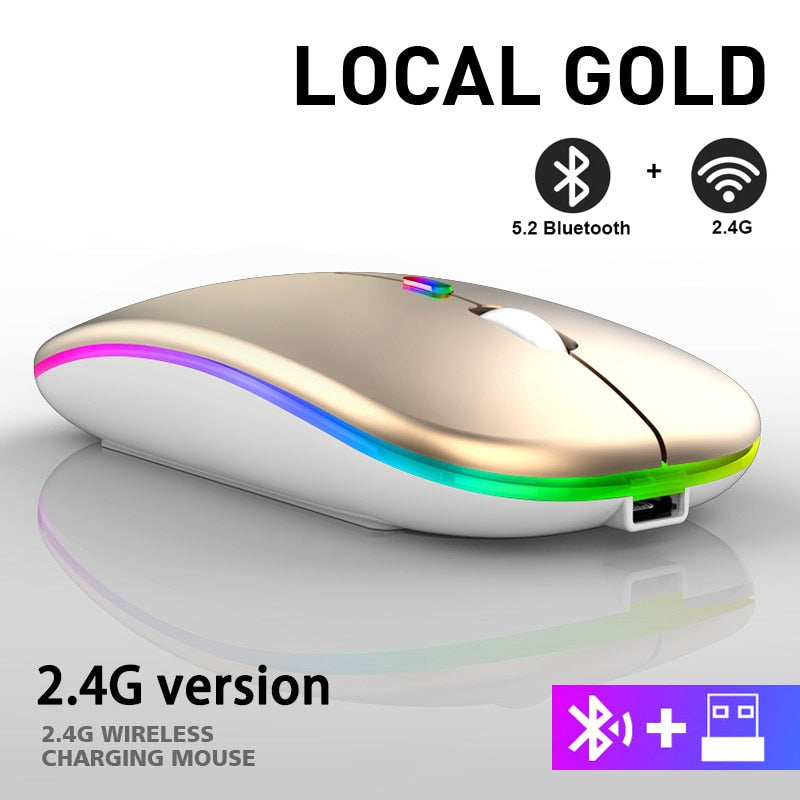 Rechargeable Bluetooth Wireless gaming Mouse with 2.4GHz USB RGB 1600DPI