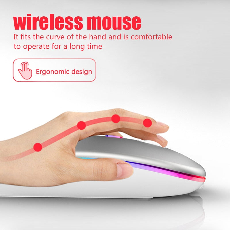 Rechargeable Bluetooth Wireless gaming Mouse with 2.4GHz USB RGB 1600DPI