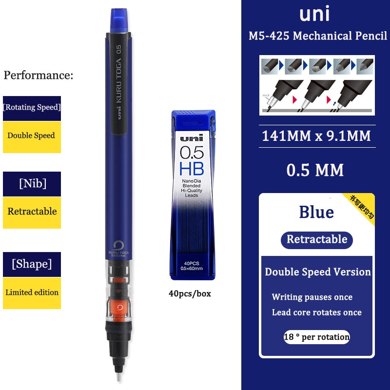 Uni Mechanical Pencil M5-452 Kuru Toga 0.5MM Breakproof Lead