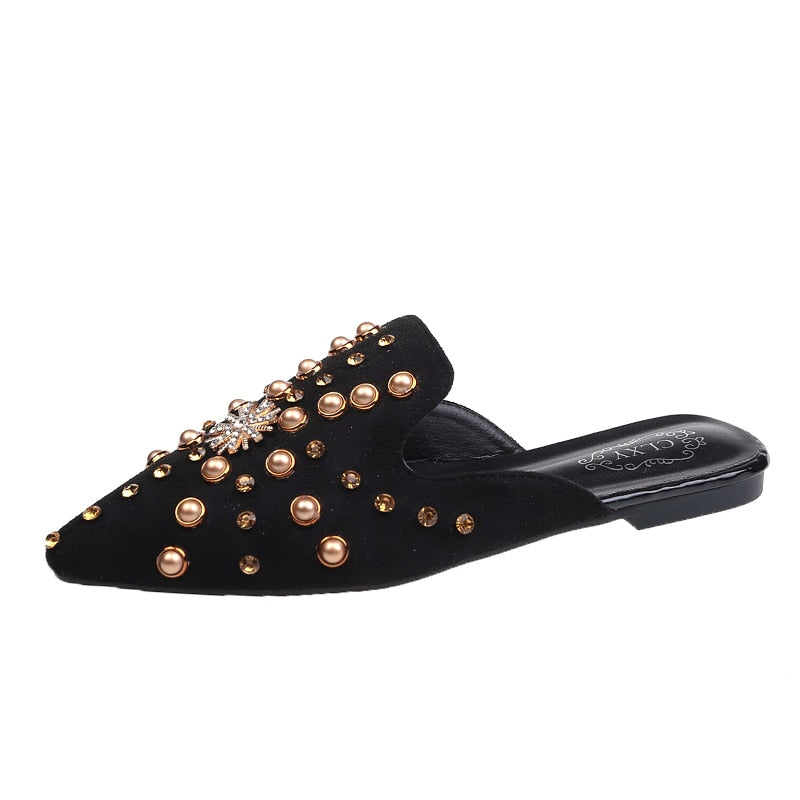 Rivet Flat Women Slip-On Mules Sandals