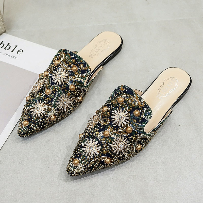 Rivet Flat Women Slip-On Mules Sandals
