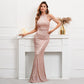 Elegant Off Shoulder Beading Sequin Evening Dress