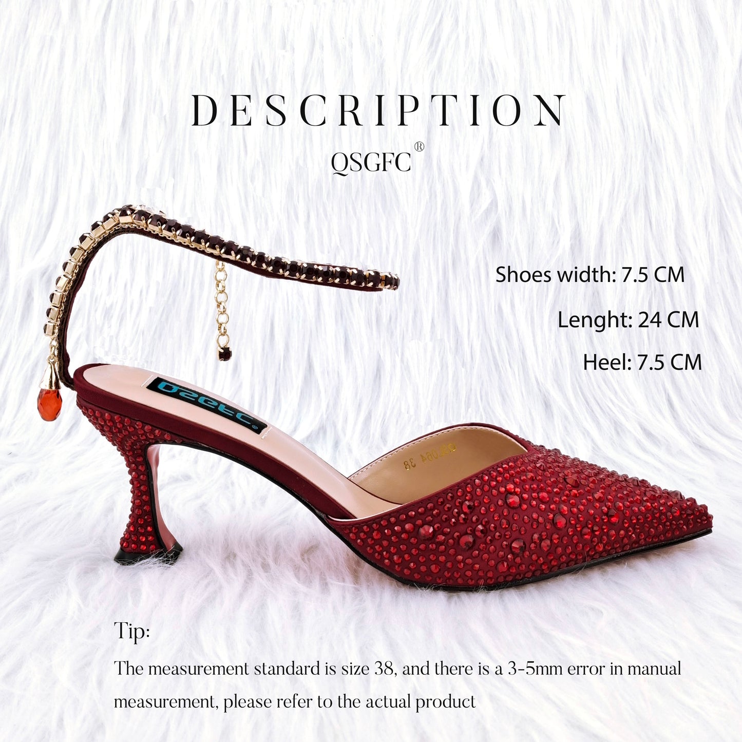 Italian Design Luxury Women's Pointed Shoes And Bag Set Full Diamond Decoration