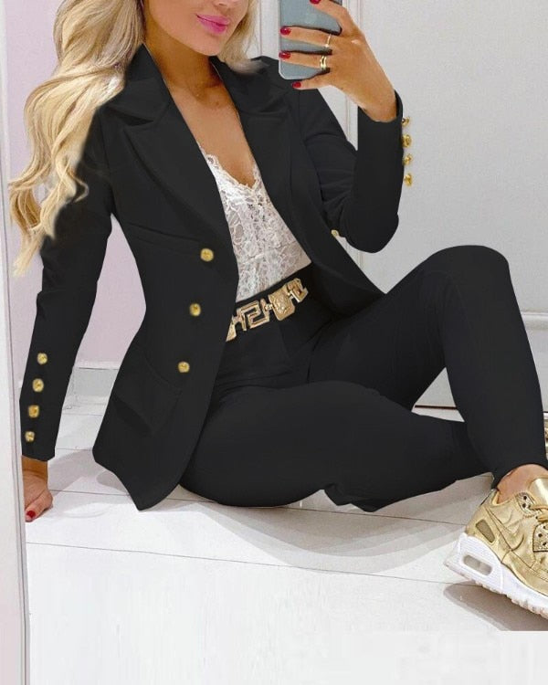 Butterfly Blazer Suit and Pants Two 2 Piece Set for Women 2022