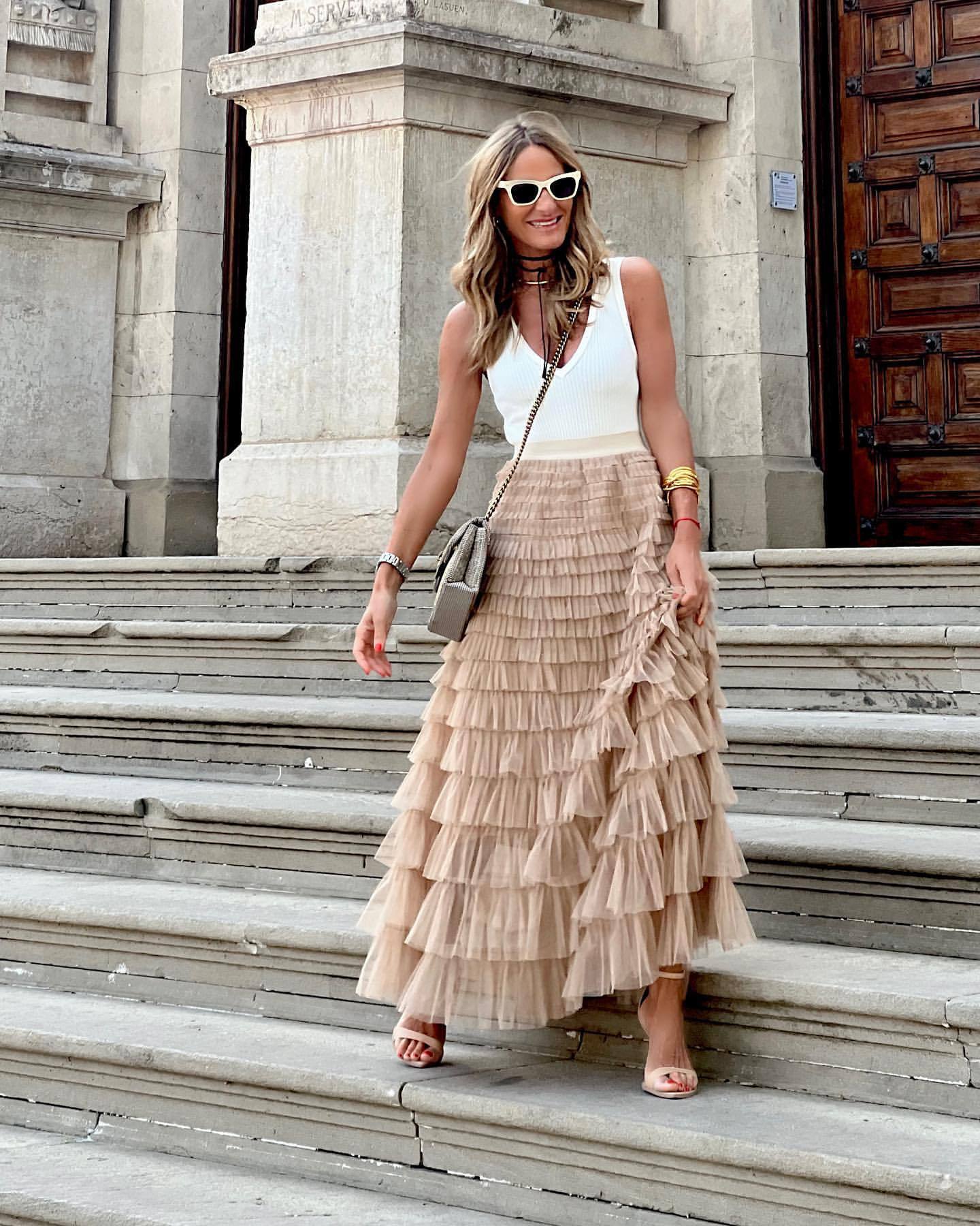 Long Skirt Layered Ruffles