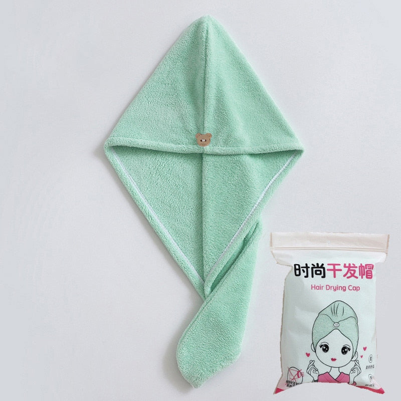 Microfiber Hair Towel,Care Cap with Button,