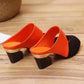 Cut-out Open Toe Slip On Heels