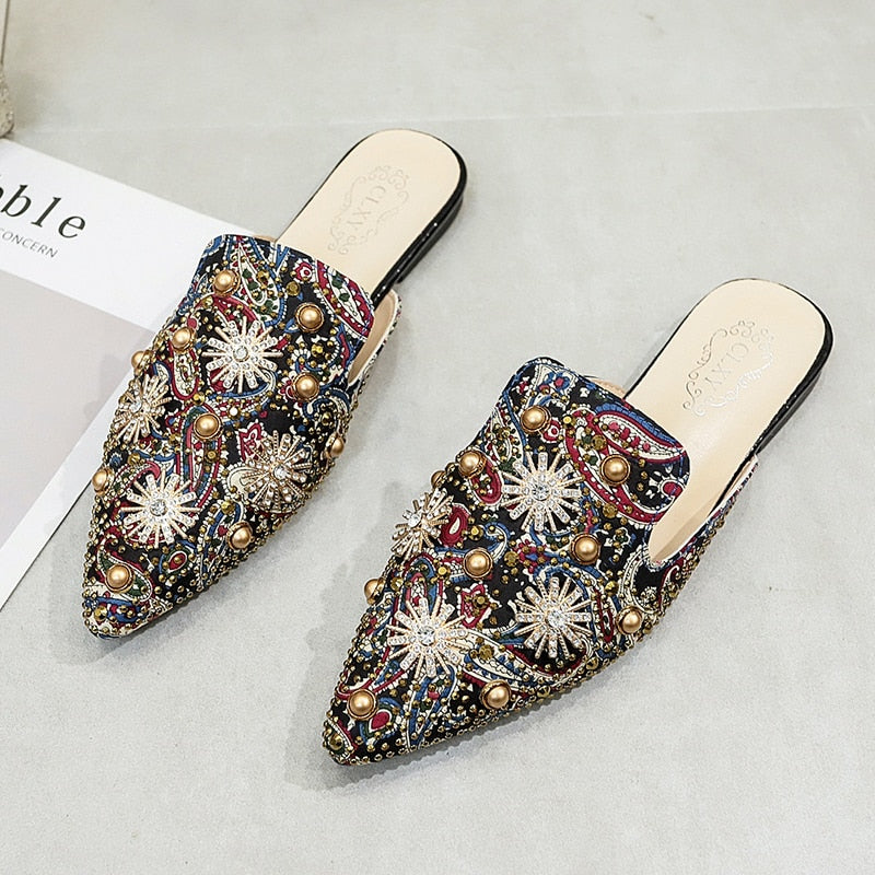 Rivet Flat Women Slip-On Mules Sandals