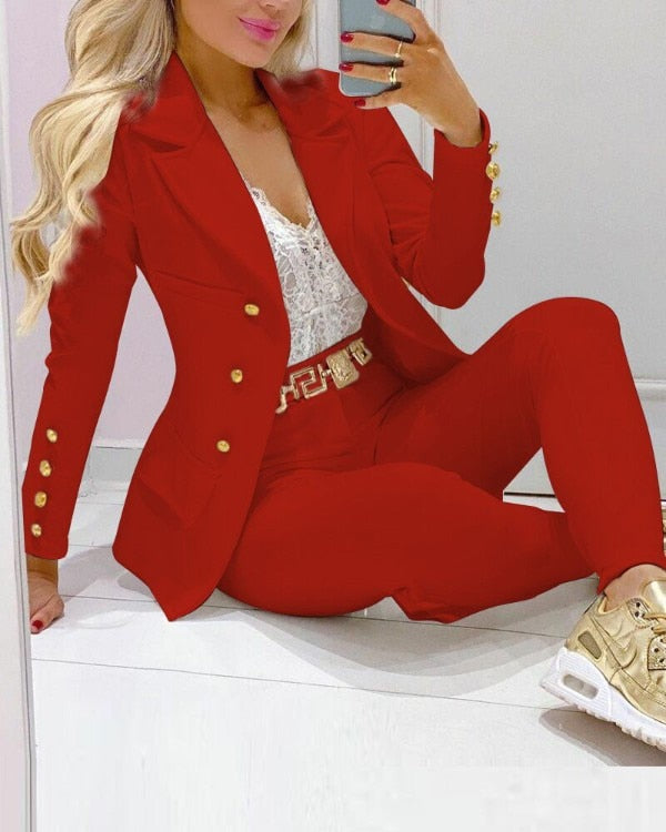 Butterfly Blazer Suit and Pants Two 2 Piece Set for Women 2022