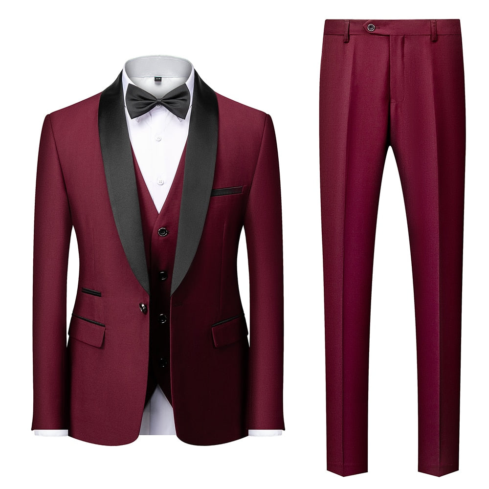 Casual Wedding Blazers Coat Vest Pants 3 Pieces Set