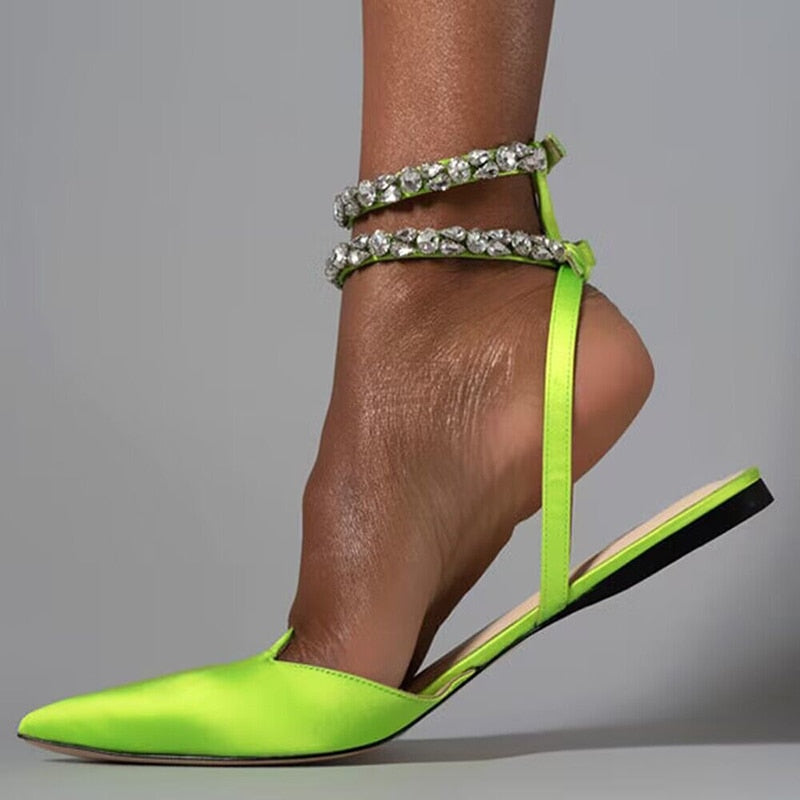 Shiny Crystal Flat Heels