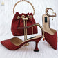 Italian Design Luxury Women's Pointed Shoes And Bag Set Full Diamond Decoration