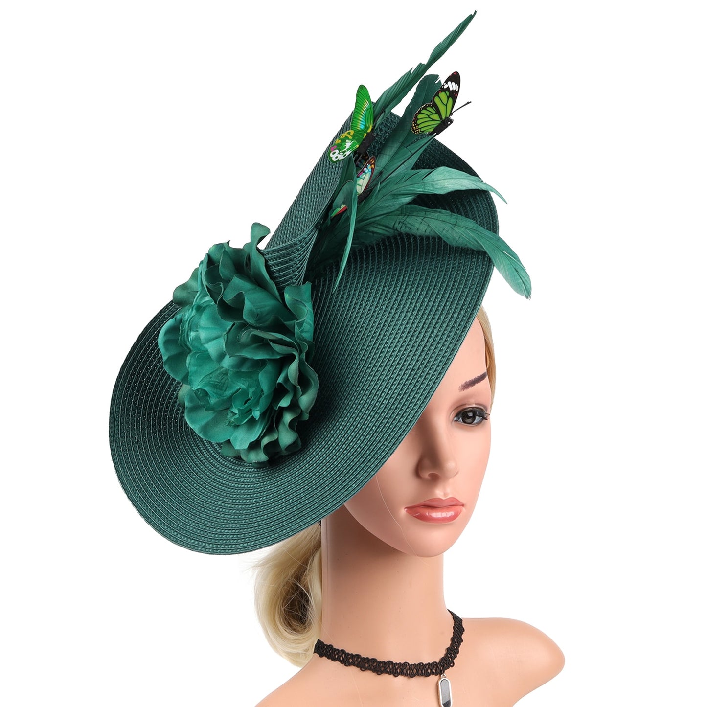 Elegant Butterfly Flowers Exaggerated Tea Party Kentucky Derby Hat Fascinator