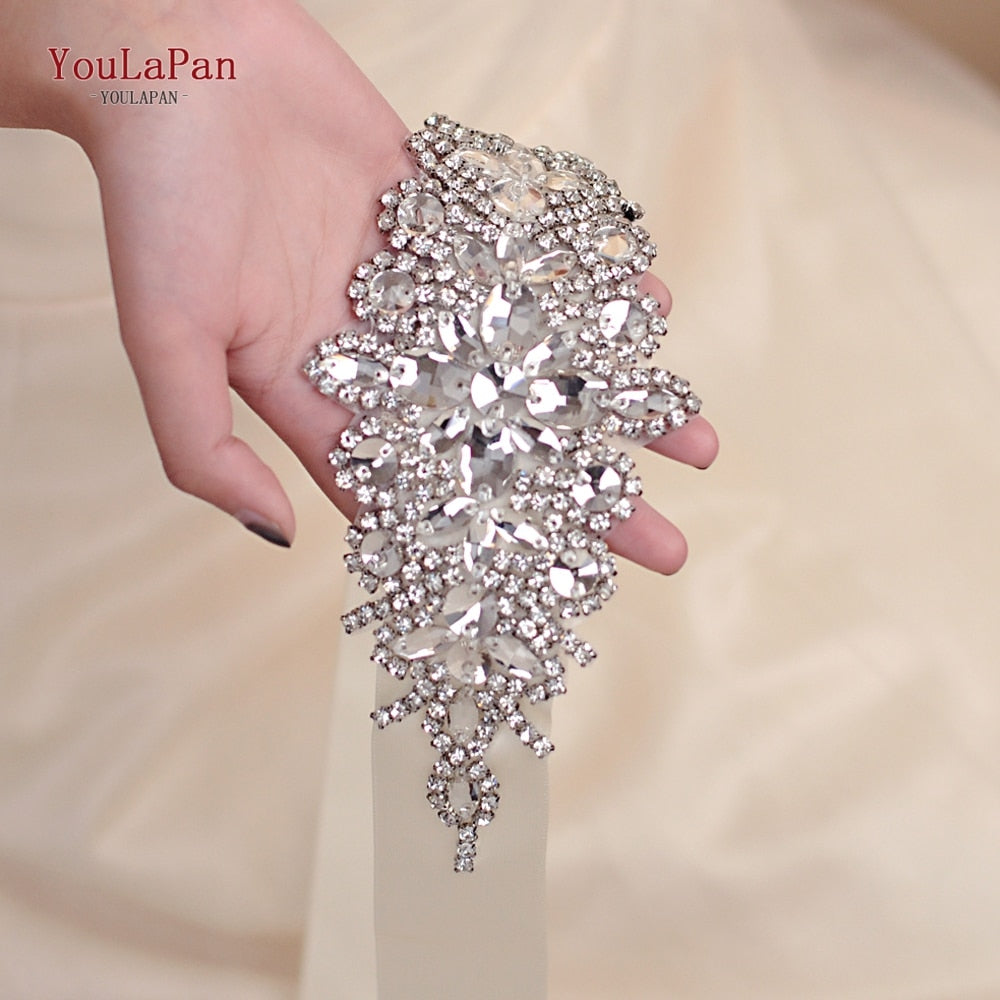 Bridal Belt Silver Rhinestones Belts for Women Dress Wedding Accessories