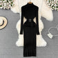 Winter Long Sleeve Sweater Dress with Belt