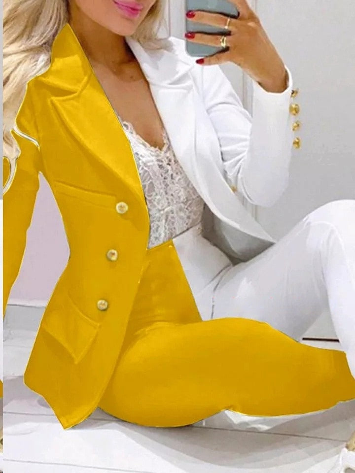 Butterfly Blazer Suit and Pants Two 2 Piece Set for Women 2022