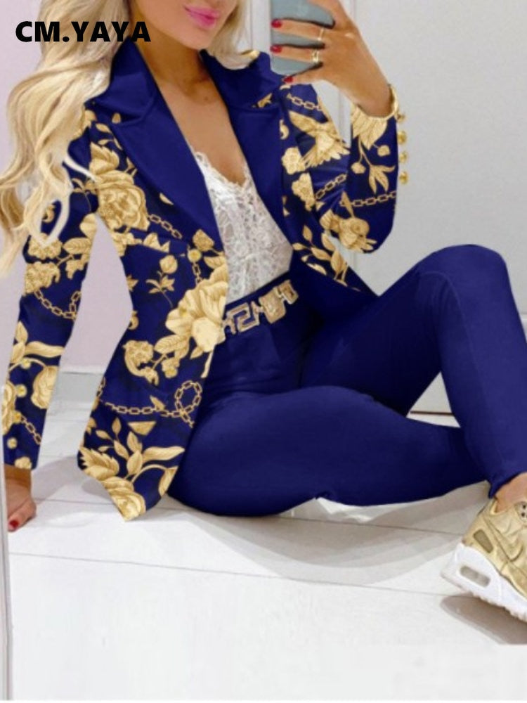 Butterfly Blazer Suit and Pants Two 2 Piece Set for Women 2022