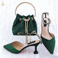 Italian Design Luxury Women's Pointed Shoes And Bag Set Full Diamond Decoration