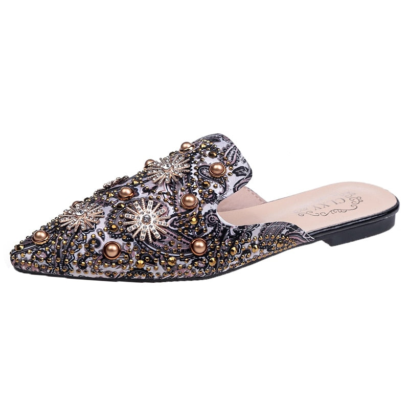 Rivet Flat Women Slip-On Mules Sandals