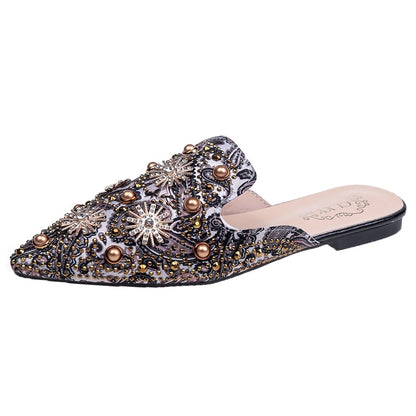 Rivet Flat Women Slip-On Mules Sandals