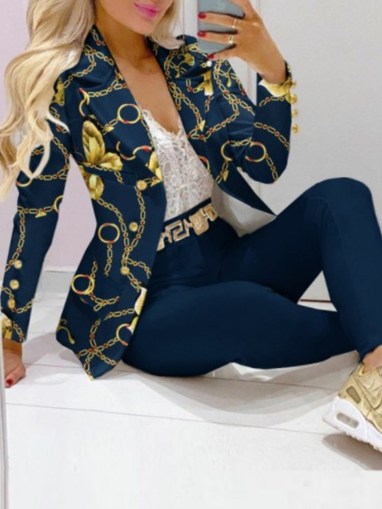 Butterfly Blazer Suit and Pants Two 2 Piece Set for Women 2022