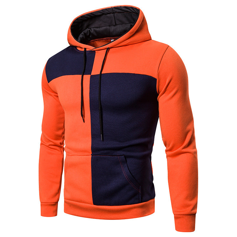 Men's Contrast Stitching Casual Hooded Jacket