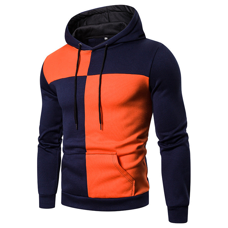 Men's Contrast Stitching Casual Hooded Jacket