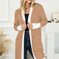 Striped Open Front Longline Cardigan