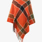 Plaid Fringe Detail Poncho