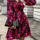 Printed Surplice Long Sleeve Dress