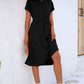 Cuffed Short Sleeve Belted Shirt Dress