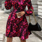 Printed Surplice Long Sleeve Dress