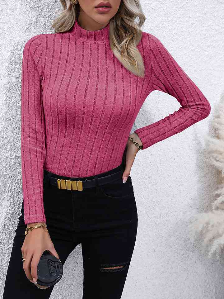 Mock Neck Long Sleeve Knit Top