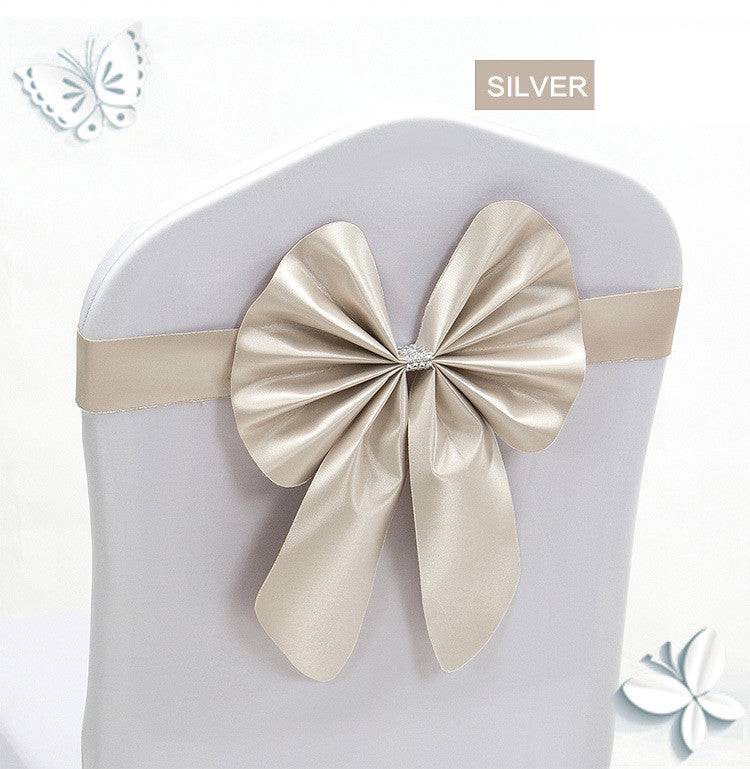 Hotel Wedding Elastic Chair Cover Bow