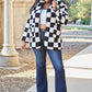 Full Size Checkered Button Front Coat with Pockets