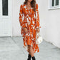 Surplice Neck Long Sleeve Midi Dress
