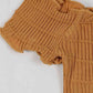 Lace-Up Front Lettuce Hem Off-Shoulder Knit Top