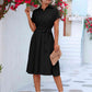 Cuffed Short Sleeve Belted Shirt Dress