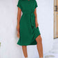 Cuffed Short Sleeve Belted Shirt Dress