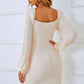 Drawstring Ruched Square Neck Dress