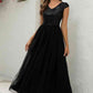 Sequin V-Neck Mesh Maxi Dress