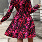 Printed Surplice Long Sleeve Dress