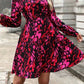 Printed Surplice Long Sleeve Dress