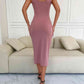 Decorative Button Slit Scoop Neck Sleeveless Dress