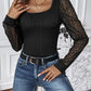Swiss Dot Square Neck Long Sleeve T-Shirt